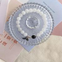 8毫米白玛瑙简约款 情侣礼物小众设计感黑曜石玛瑙水晶情侣手链一对男女款韩版简约珠