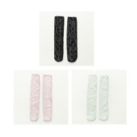 黑色+粉色+浅绿 均码 袜子女中筒袜透明蕾丝春夏堆堆袜薄款网纱玻璃袜日系ins潮凉鞋袜