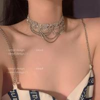 银色 XINUD今晚C位 高级性感chocker超闪水钻流苏项链礼服配饰女