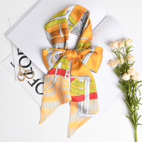 链条枝叶橙 长条小丝巾腰带女发带百搭高级感薄款丝带春秋款洋气时尚搭配衬衫