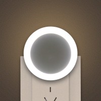 特惠发一个圆形白色(白光) 1瓦睡觉小夜灯微光儿童睡眠卧室柔光宝宝伴睡LED常亮床头灯插电款