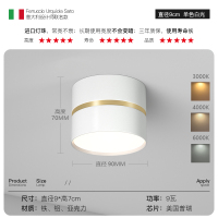 9W 白色 白光/6000K led明装筒灯卧室走廊过道家用轻奢入户灯衣帽间简约现代客厅射灯
