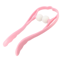 粉色颈椎按摩器 赠穴位图 手动颈椎按摩器夹脖子家用手持式滚轮按压揉捏按摩夹子颈部按摩器