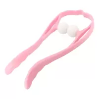 粉色颈椎按摩器 赠穴位图 手动颈椎按摩器夹脖子家用手持式滚轮按压揉捏按摩夹子颈部按摩器