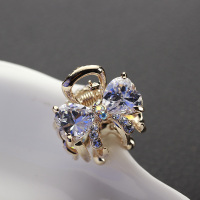 白色() 小号抓夹合金水钻迷你发抓水钻蝴蝶结韩国发饰刘海夹水晶小发夹