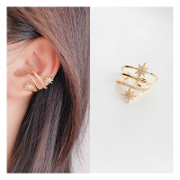金色单只 耳骨夹女无耳洞款高级感耳挂法式复古耳钉夏天六芒星无痛耳夹耳饰