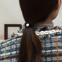 白色珍珠款 淡水珍珠发饰头饰发绳发圈 远传简约韩版 单颗款橡皮筋皮套女