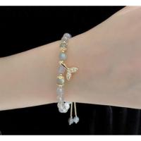 天然灰月光石 鱼尾手链 天然灰月光石手链女冷淡风小众设计水晶鱼尾手串闺蜜森系生日礼物