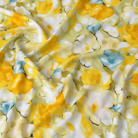 工笔花卉半米 布料人造棉绵绸服装童装睡衣裙子夏季轻薄棉布面料棉绸工笔花卉