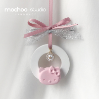 可爱粉 汽车香水挂件kitty凯特猫内饰萌公主风车载香薰扩香石膏女生礼物