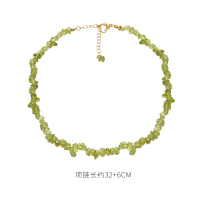 绿意盎然水晶石锁骨链 绿色巴洛克水晶项链女小众设计感复古风饰品森系个性不规则锁骨链