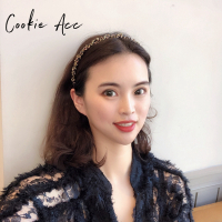 黄色 cookie韩国缠绕波浪带钻镶钻头箍女压发气质百搭细款发卡发箍头饰