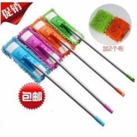 蓝色 拖把+2个布头 雪尼尔家用木地板拖把地拖 静电日用清洁吸毛发除尘旋转平板拖把