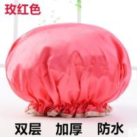 玫红色. 双层加厚防水成人女款浴帽厨房帽子防尘防油烟头套洗头洗澡浴帽