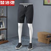 K11黑色 纯色五分裤 M 70-90斤 男士短裤冰丝潮牌NY刺绣五分裤迷彩印花休闲中裤子夏季速干沙滩裤