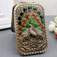 青古孔雀[双面镜] 欧式迷你双面化妆镜折叠女小镜子俄罗斯随身复古便携宿舍学生镜子