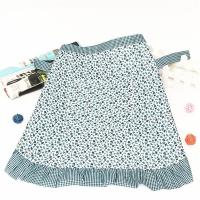 绿色 韩式厨房围腰薄款半截碎花半身女花边围裙时尚家用短款透气工作服