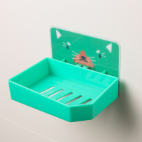 绿色小猫 卡通肥皂盒免打孔壁挂式香皂盒置物架沥水吸盘个创意可爱托盘神器