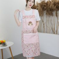 背带款-粉色-XG 女式罩衣外穿时尚款冬季洋气上衣工作服防尘工Q作服上班族围裙日