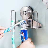 可重复安装吸盘牙刷架 1件装 304不锈钢牙刷架免打孔吸壁式卫生间牙膏套装置物架吸盘牙刷杯架