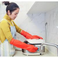 1双 S 顶牛乳胶植绒手套特长RJ002 加厚10双保暖手套家用清洁洗碗洗衣服