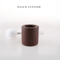 圆筒条纹褐色马桶刷座+刷子 KULE HOME 库勒创意马桶刷架卫生间清洁陶瓷长柄免打孔洗厕所刷子