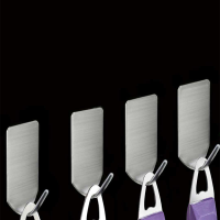 细钩8个装 挂钩强力粘胶不锈钢免打孔墙壁挂厨房卫生间吸盘承重无痕粘贴粘钩