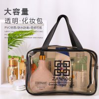 灰色透明[升级加厚柔软款] 小号[12x8x21cm] 透明化妆包收纳洗浴包大容量手提防水洗漱包男女便携游泳健身旅行