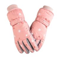 A款浅粉色 均码 手套冬季保暖女加绒厚骑车手套学生韩版可爱防水骑车滑雪手套