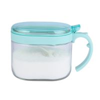 5846-单个罐子-蓝色 振兴调料盒玻璃调味盒家用味精盒厨房调味瓶盐调味罐