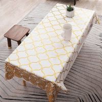 15号金色60X137cm长方形 欧式椭圆形餐桌布防水防烫防油折叠圆桌布家用长方形茶几PVC台布