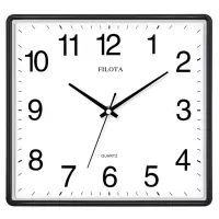 方形黑色[FILOTA] 9英寸[22*21] 方形电子挂钟客厅静音钟表家用个性创意时尚艺术日历石英钟挂墙上