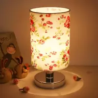 田园花+五金款 按钮开关+LED灯泡 寻邦台灯卧室床头灯 调光led护眼台灯小夜灯