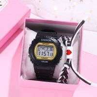 黑色（夜光多功能） 手表+电池 ins超火多功能电子手表男女学生韩版时尚防水夜光闹钟情侣电子表