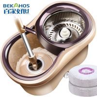 加强杆塑料盘+2拖把头 百家好世免手洗旋转拖把吸水托布手压拖地拖布桶2021牛年拖地神器