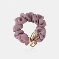 头绳H007镂空紫色 手工滴油镂空蝴蝶马尾发圈大肠圈 简约盘发布艺扎头发皮筋女头饰