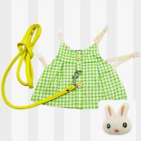 草绿色格子/不含饰品(小号) 兔子衣服宠物兔夏天垂耳兔侏儒兔衣服小型迷你荷兰猪牵引绳