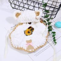 奶白色 适用10-20斤宠物 猫咪狗狗帽子可爱风小熊两件帽子围兜手编卡通装扮加菲猫柴犬通用