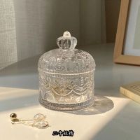 皇冠收纳罐 复古浮雕糖果罐ins风法式轻奢玻璃首饰收纳盒家居桌面摆件收纳罐