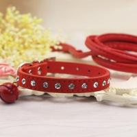 红色带砖项圈+牵引绳 S码(适合12斤以内) 狗狗带砖铃铛项圈牵引绳套装宠物用品猫咪用品泰迪小中型犬猫项圈