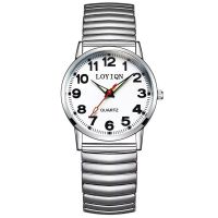 男士普通款(不防水) 银色弹簧带 老人表大数字石英表男士女士中老年手表防水夜光大表盘大字老年表