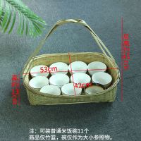 小号 竹编发财篮大号拜神篮家用竹篮子潮汕带提手水果篮提菜篮竹制品