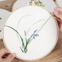 空谷幽兰材料包+辅助绣绷新品上 法式刺绣diy材料包自绣团扇手工制作初学者品古风绣丝带苏绣荷包