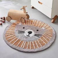 小狮子图案 INS北欧圆形地毯卧室儿童房床边毯卡通小狮子加厚客厅吊篮椅地垫