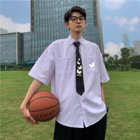 MW-M24白色 (送领带) S 关注店铺优先安排发货 jk短袖领带衬衫男女白色反光毕业季学生班服学院风情侣衬衣百搭款