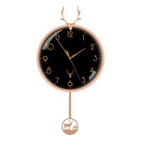 摇摆款电镀黑6223D 创意钟表欧式摇摆挂钟客厅个性静音时钟挂墙轻奢艺术静音家用钟饰