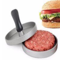 手动铝合金汉堡压不粘 手动铝合金汉堡压不粘涂层木手柄汉堡压肉加馅制作器肉饼压肉饼模
