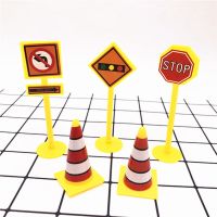 5件套路障 1套 烘焙蛋糕装饰 挖土机挖掘机工程车蛋糕摆件 路标交通指示牌插件