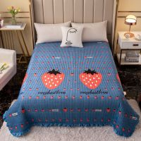 爱心草莓 90*200cm(单床盖) 秋冬水晶绒床盖加厚保暖韩式花边床毯单人盖毯榻榻米加棉床单毛毯