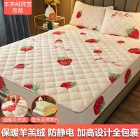 草莓[夹棉速暖羊羔绒] 90*200cm[单件绒床笠] 南极人羊羔绒加厚床笠保护罩床垫三件套床垫保护罩席梦思床罩单件